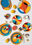 Hermia Juego de Platos de Servicio DNR0078 de 6 piezas en Multicolor